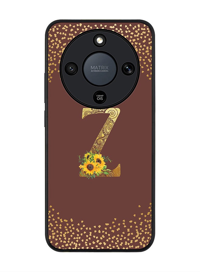 For Honor X9d / Magic8 Lite / X70 Case,Slim fit Camera Protection, Shockproof Thin Phone cover  - Custom Floral Monogram - Z  (Brown )